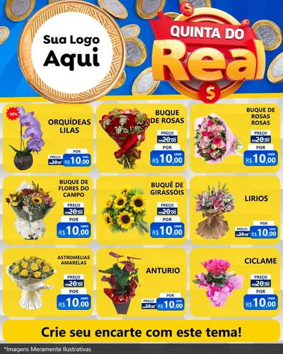Modelo de Rede Social para Feed Instagram com o tema Quinta do Real para Floricultura e jardim