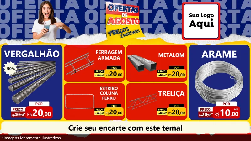 Modelo de TV para TV Horizontal com o tema Ofertas de Agosto - Preços Incríveis para Ferragens