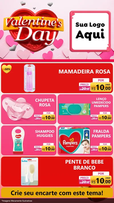 Modelo de TV para TV Vertical com o tema Valentine's Day para Bebês
