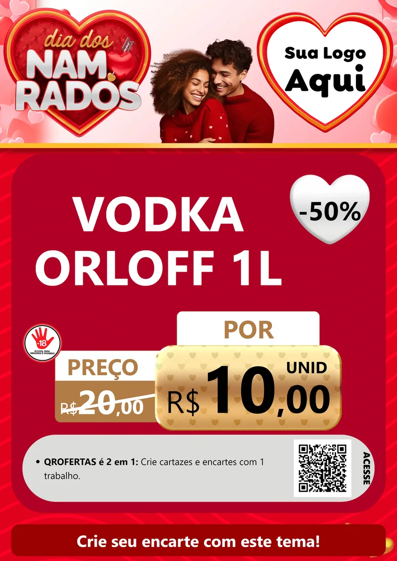 Modelo de Cartaz para Cartaz A4 Vertical com o tema Dia dos Namorados para Distribuidora de bebidas