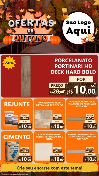 Modelo de Rede Social para Stories com o tema Ofertas de Outono para Pisos e revestimentos