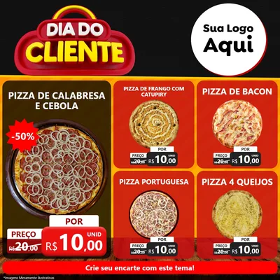 Modelo de Rede Social para Feed Facebook com o tema Dia do Cliente para Pizzaria