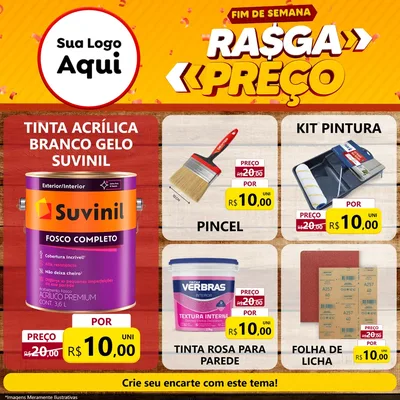 Modelo de Rede Social para Feed Facebook com o tema Fim de Semana Rasga Preços para Tintas e Ferramentas