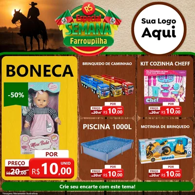 Modelo de Rede Social para Feed Facebook com o tema Especial Semana Farroupilha para Brinquedos