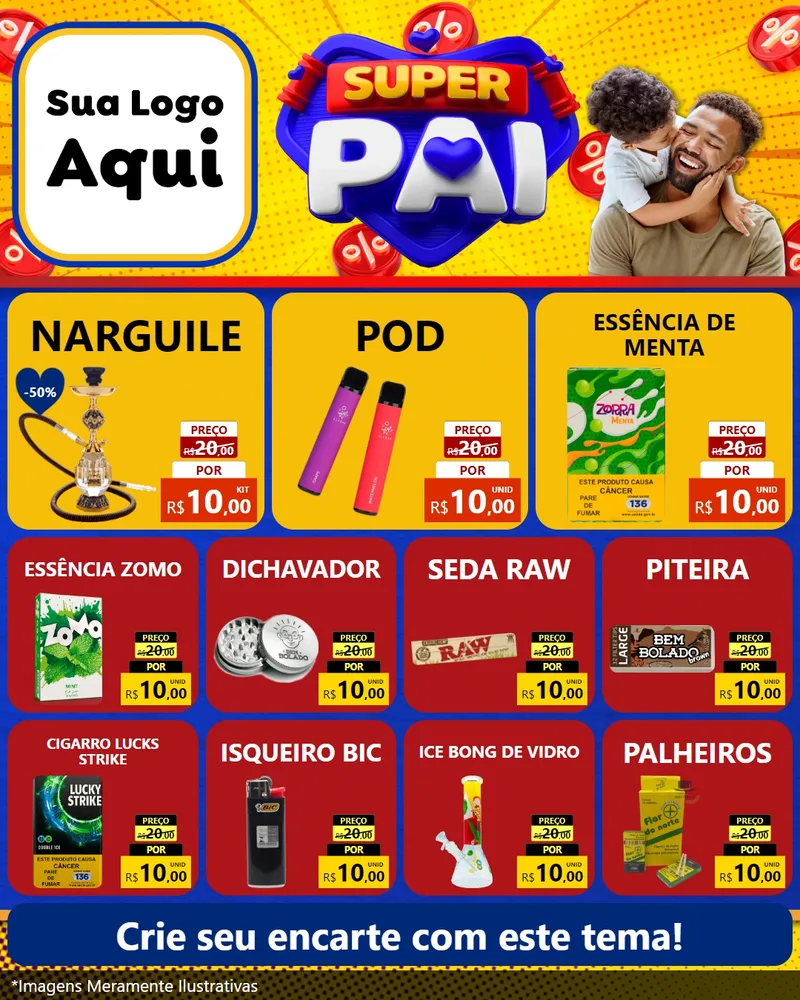 Modelo de Rede Social para Feed Instagram com o tema Super Pai para Tabacaria