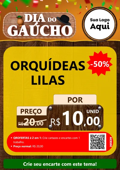 Modelo de Cartaz para Cartaz A4 Vertical com o tema Dia do Gaúcho para Floricultura e jardim