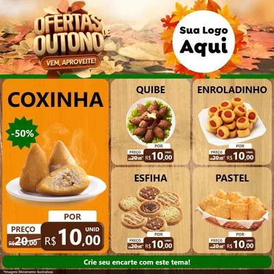Modelo de Rede Social para Feed Facebook com o tema Ofertas de Outono - Vem, Aproveite! para Salgadaria