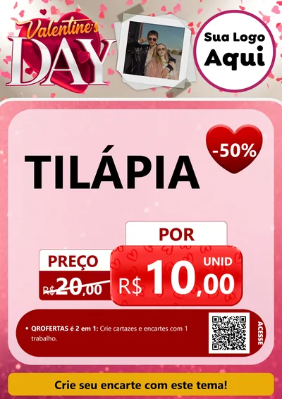 Modelo de Cartaz para Cartaz A4 Vertical com o tema Valentine's Day para Peixaria