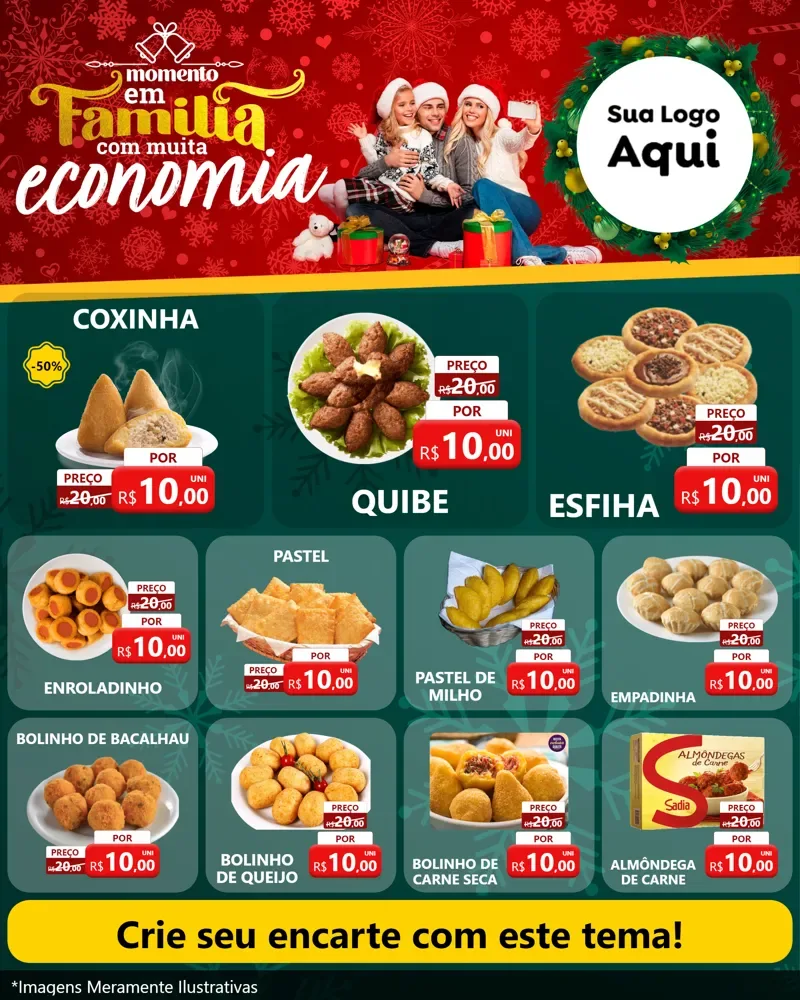 Modelo de Rede Social para Feed Instagram com o tema Momento em Família (Natal) para Salgadaria
