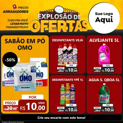 Modelo de Rede Social para Feed Facebook com o tema Explosão de Ofertas para Produtos de Limpeza