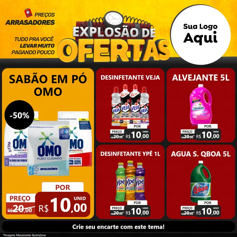 Modelo de Rede Social para Feed Facebook com o tema Explosão de Ofertas para Produtos de Limpeza
