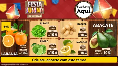 Modelo de TV para TV Horizontal com o tema Festa Junina de Ofertas para Hortifrúti