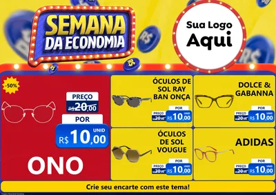 Modelo de Encarte para Encarte A4 Horizontal com o tema Semana da Economia para Óticas