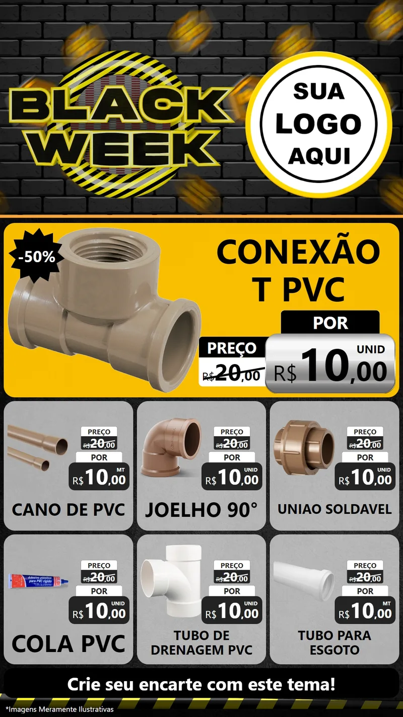 Modelo de Rede Social para Stories com o tema Black Week para Tubos e conexões