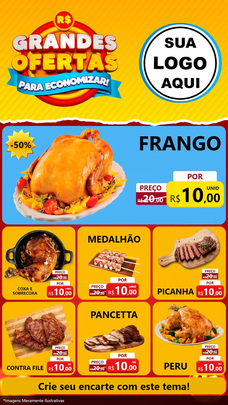 Modelo de Rede Social para Stories com o tema Grandes Ofertas Para Economizar! para Assados