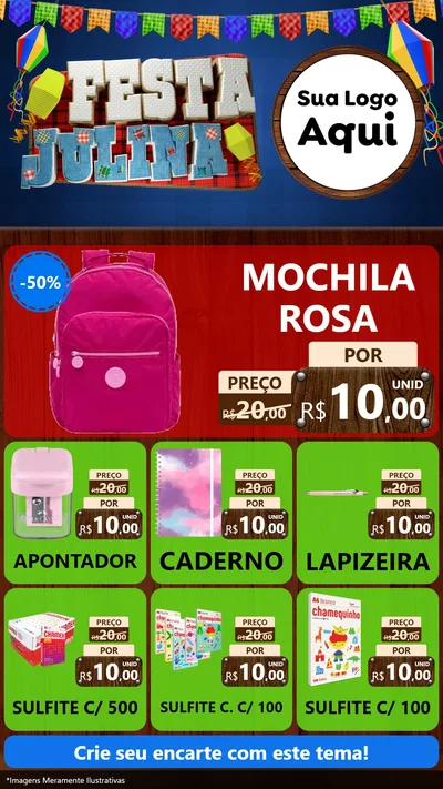 Modelo de Rede Social para Stories com o tema Festa Julina para Papelaria