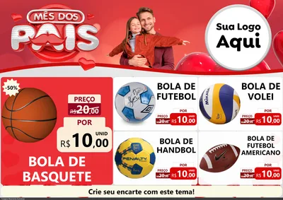 Modelo de Encarte para Encarte A4 Horizontal com o tema Mês dos Pais para Artigos Esportivos
