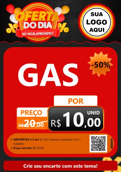 Modelo de Cartaz para Cartaz A4 Vertical com o tema Oferta do Dia - Só hoje, Aproveite! para Água e gás