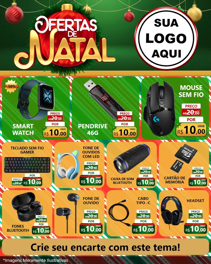Modelo de Rede Social para Feed Instagram com o tema Ofertas de Natal para Informática