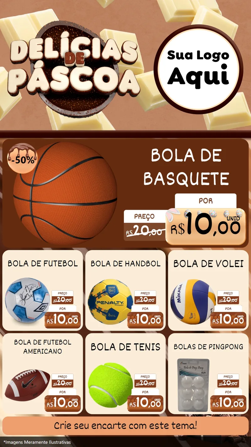 Modelo de Rede Social para Stories com o tema Delícias de Páscoa para Artigos Esportivos