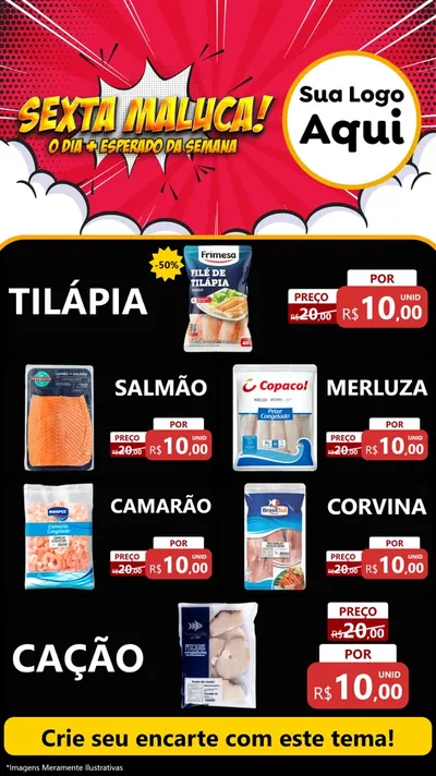 Modelo de TV para TV Vertical com o tema Sexta Maluca! para Peixaria