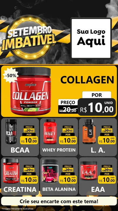 Modelo de Rede Social para Stories com o tema Setembro Imbatível para Suplementos alimentares