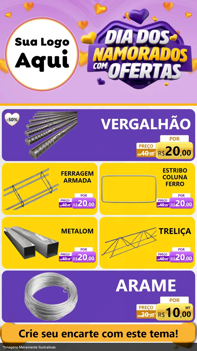 Modelo de TV para TV Vertical com o tema Dia Dos Namorados Com Ofertas para Ferragens