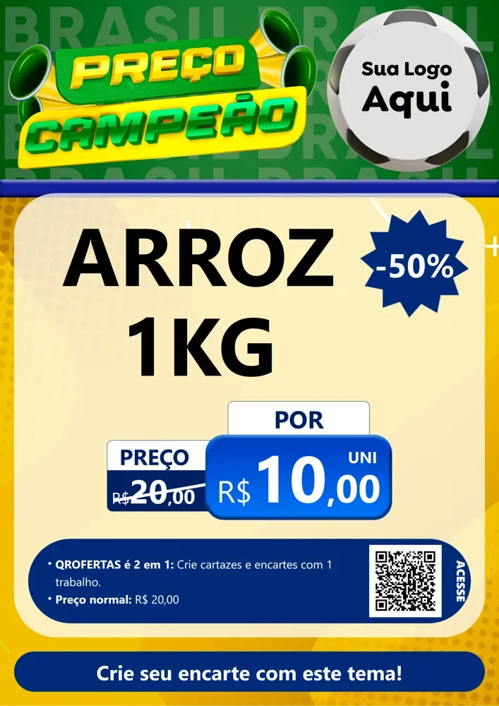 Modelo de Cartaz para Cartaz A4 Vertical com o tema Preço Campeão - Copa para Supermercado
