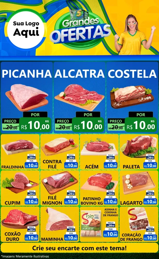 Modelo de Encarte para Encarte Grande com o tema Grandes Ofertas para Açougue