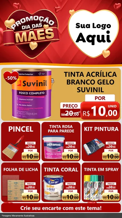 Modelo de Rede Social para Stories com o tema Promoção Dia das Mães para Tintas e Ferramentas