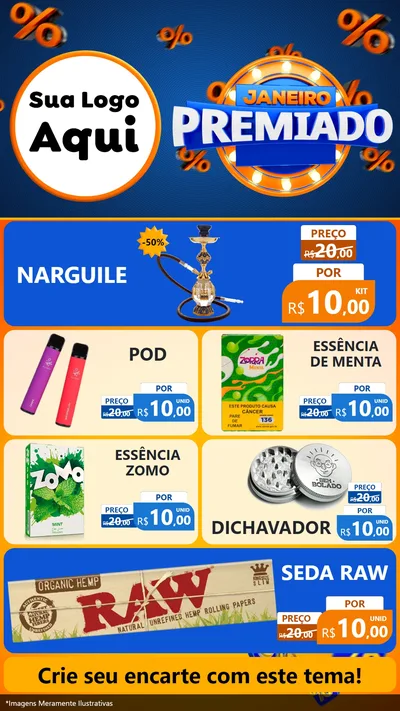 Modelo de TV para TV Vertical com o tema Janeiro Premiado para Tabacaria