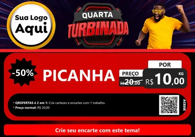 Modelo de Cartaz para Cartaz A4 Horizontal com o tema Quarta Turbinada para Açougue