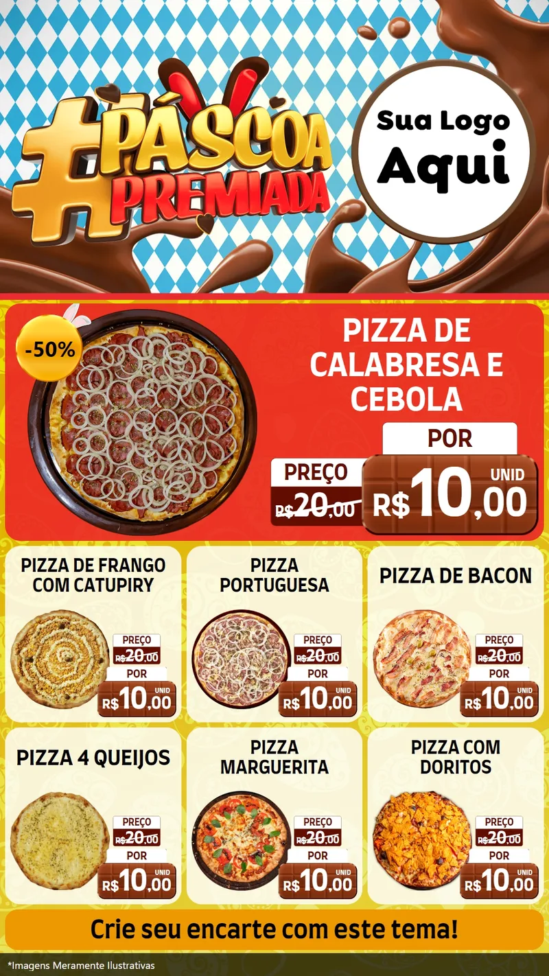 Modelo de Rede Social para Stories com o tema Páscoa Premiada para Pizzaria
