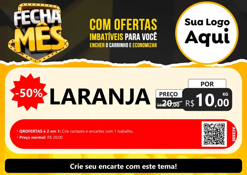 Modelo de Cartaz para Cartaz A4 Horizontal com o tema Fecha Mês para Hortifrúti