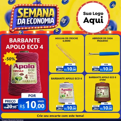 Modelo de Rede Social para Feed Facebook com o tema Semana da Economia para Armarinho e Aviamentos