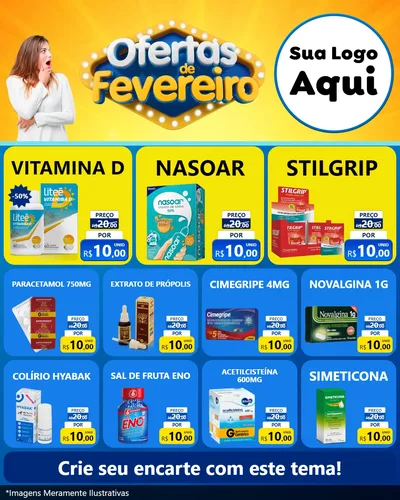 Modelo de Rede Social para Feed Instagram com o tema Ofertas de Fevereiro para Farmácia