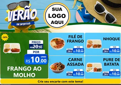 Modelo de Encarte para Encarte A4 Horizontal com o tema Verão de Ofertas para Restaurante