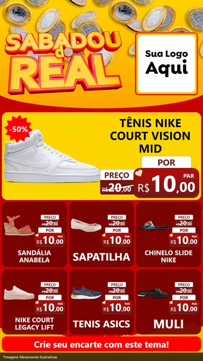 Modelo de Rede Social para Stories com o tema Sabadou do Real para Calçados