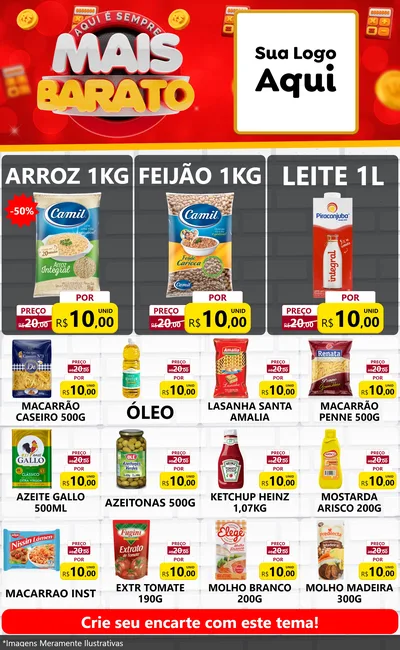 Modelo de Encarte para Encarte Grande com o tema Mais Barato para Supermercado
