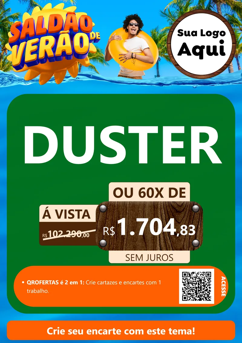 Modelo de Cartaz para Cartaz A4 Vertical com o tema Saldão de Verão para Concessionaria de Carros
