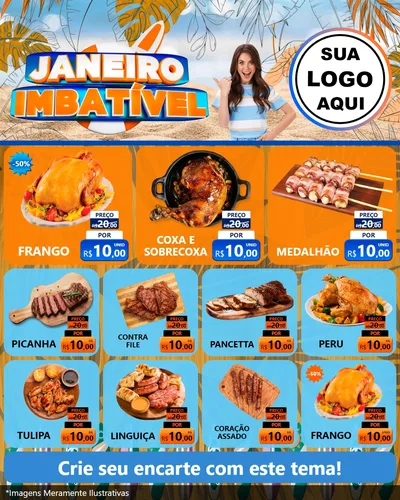 Modelo de Rede Social para Feed Instagram com o tema Janeiro Imbatível para Assados