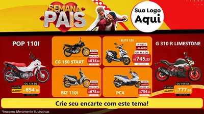 Modelo de TV para TV Horizontal com o tema Semana Dos Pais para Concessionaria de Motos