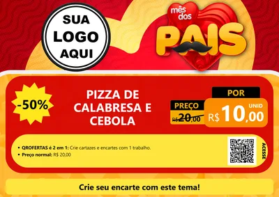 Modelo de Cartaz para Cartaz A4 Horizontal com o tema Mês Dos Pais para Pizzaria