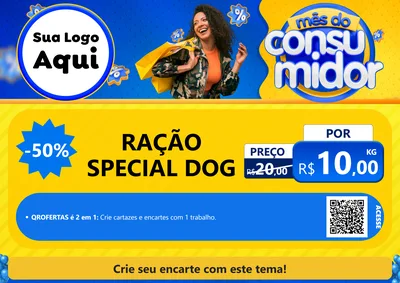 Modelo de Cartaz para Cartaz A4 Horizontal com o tema Mês do Consumidor para Pet Shop