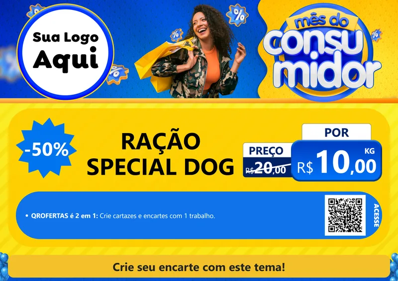 Modelo de Cartaz para Cartaz A4 Horizontal com o tema Mês do Consumidor para Pet Shop