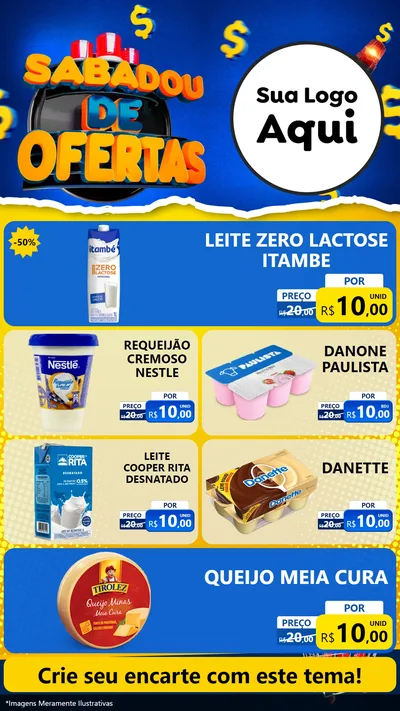 Modelo de TV para TV Vertical com o tema Sabadou de Ofertas para Frios e Laticínios