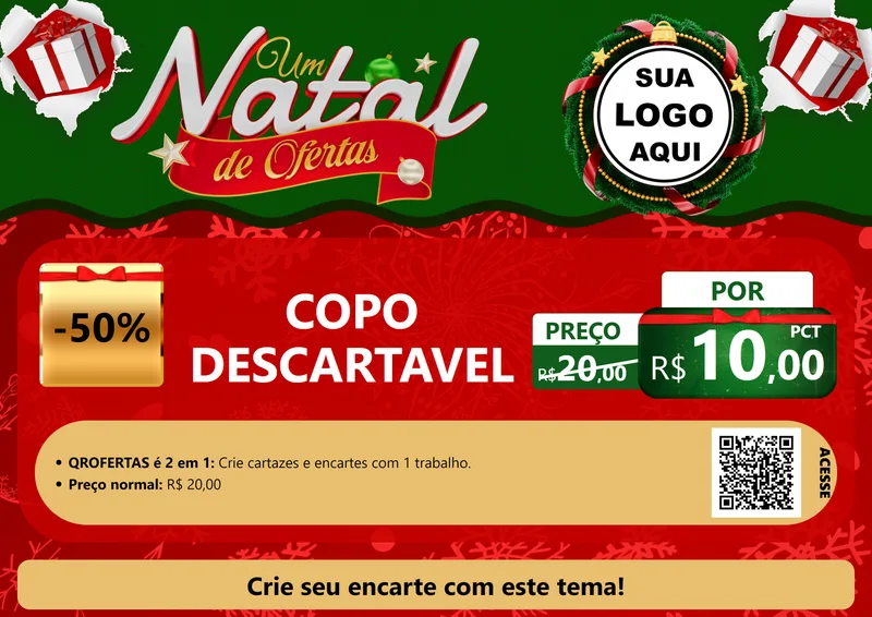 Modelo de Cartaz para Cartaz A4 Horizontal com o tema Um Natal de Ofertas para Embalagens