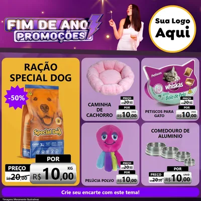 Modelo de Rede Social para Feed Facebook com o tema Fim de Ano Promoções para Pet Shop