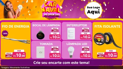 Modelo de TV para TV Horizontal com o tema Carnaval de Ofertas para Materiais Elétricos