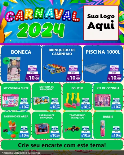 Modelo de Rede Social para Feed Instagram com o tema Carnaval 2027 para Brinquedos